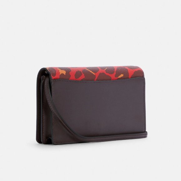 Coach Anna Foldover Crossbody Clutch Leopard Print 7301 - Picture 2 of 4